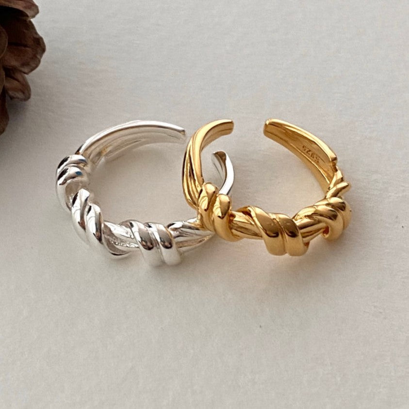 Twisted Adjustable Gold-plated Silver Knot Ring Nugget nugget earrings