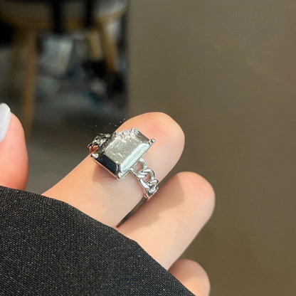 Silver Cubic Diamond Ring
