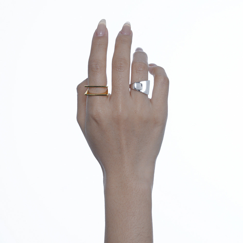 Glossy Band Adjustable Nugget Ring| Gold-plated S925 Silver nugget earrings