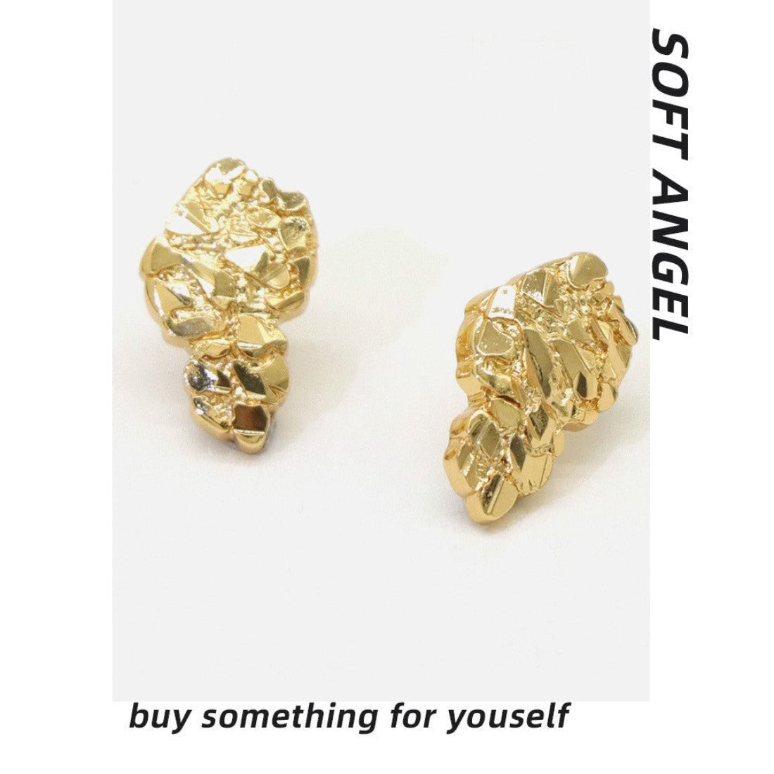 Gold Stud Nugget Earrings