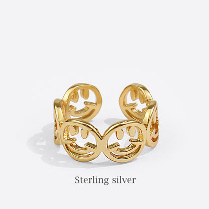 Smile Shaped Nugget Ring for Women Gold-plated Silver nugget earrings