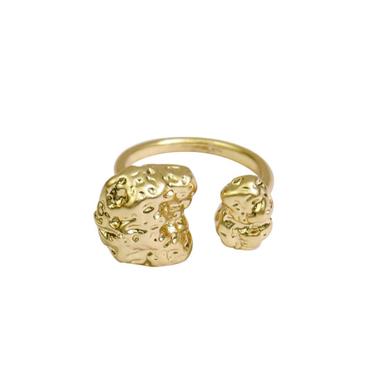 Gold Nugget Metal Texture Open Stud Ring nugget earrings