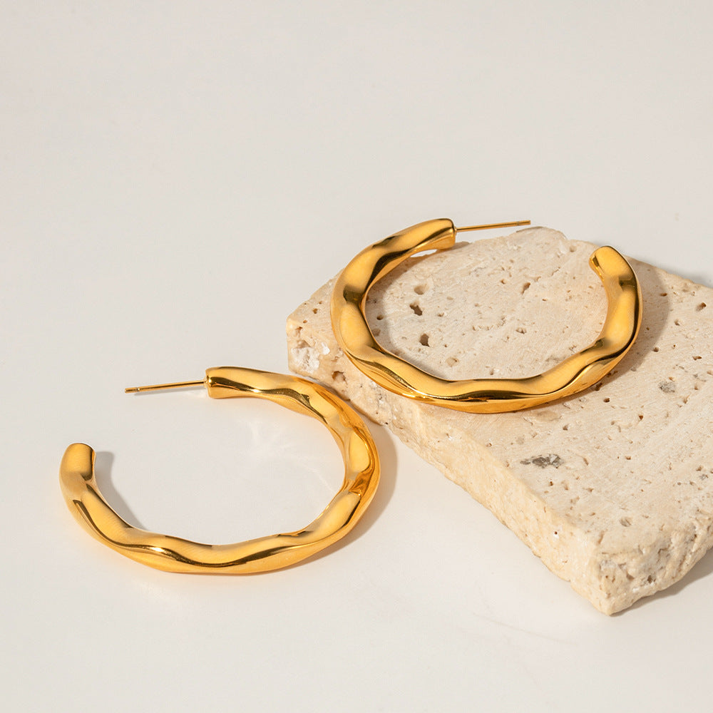 18K Gold Plated Molten Hoop Earrings