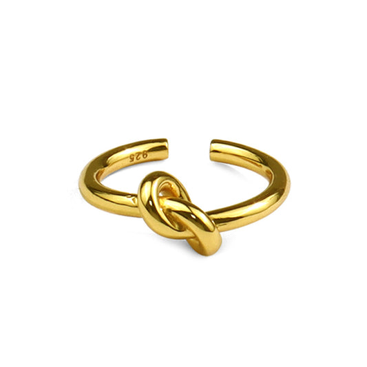 New gold knotted ring Korea wind opening adjustment niche design sense ring cross-border supply a generation. nugget earrings